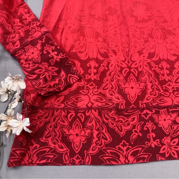 ATHLETA red cowl neck tunic length burnout top, women’s S. - Picture 6 of 8